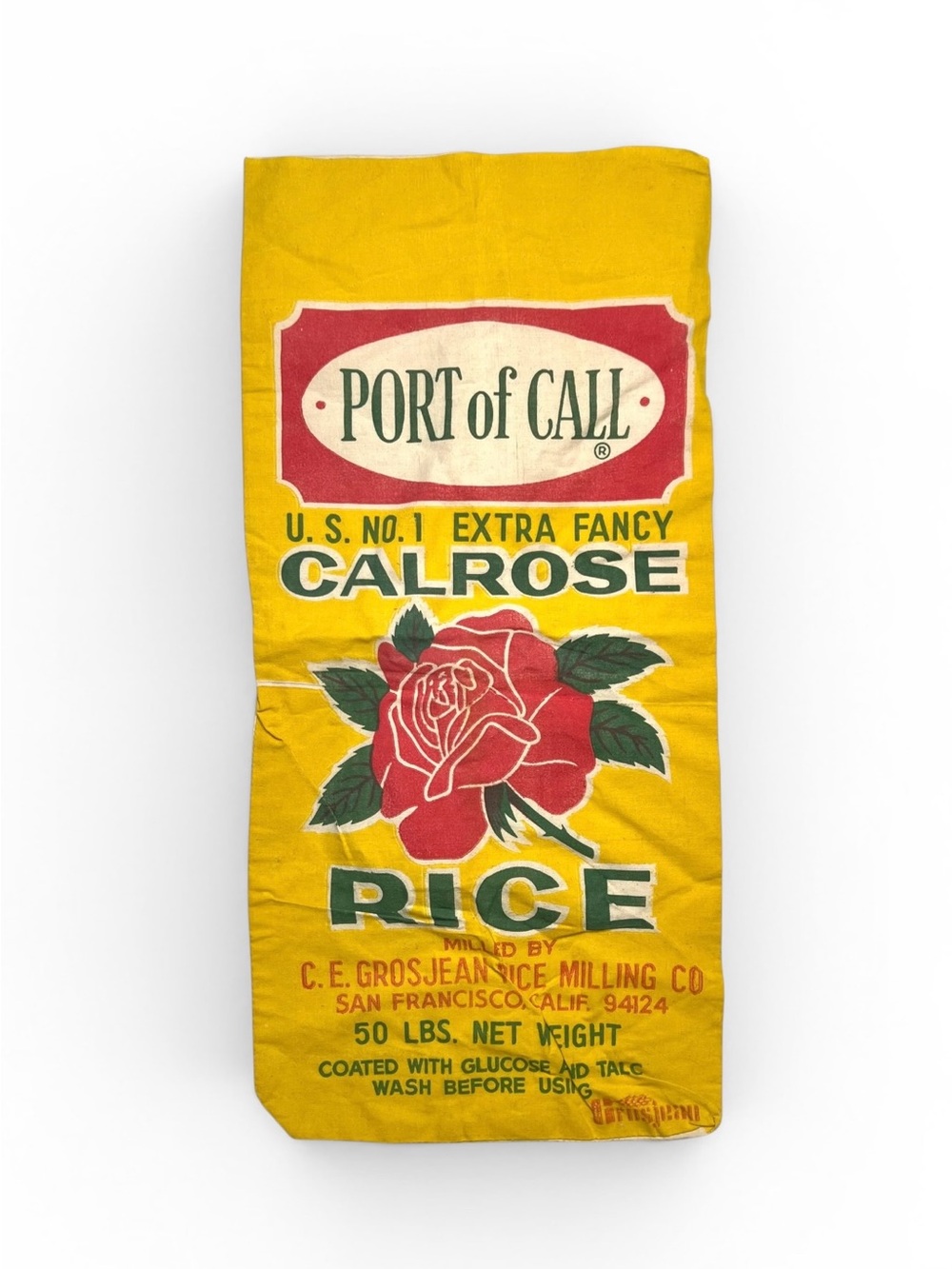 Vintage Port of Cal U.S. No. 1 Extra Fancy CalRose Rice Bag